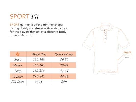 Fit Guide For Men's Sport Fit Performance Tops