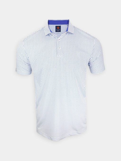 White/Cobalt Elephant Print Men's Golf Polo Shirt