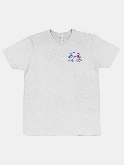 150th Anniversary Crossing Flags Tee Front