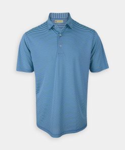 Men's Striped Golf Polo - Azure / Turquoise
