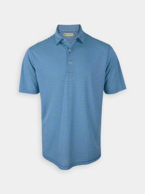 Men's Striped Golf Polo - Azure / Turquoise