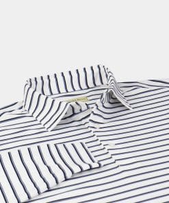 Men's Long-Sleeve Stripe Polo - White