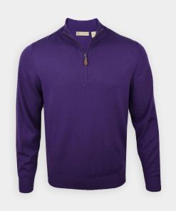 Men's Merino Wool Sweater - 1/4 Zip Plum