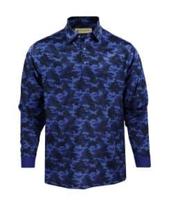Long Sleeve Navy Camo Print Jersey, Classic Fit