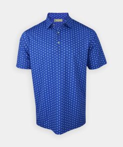 Men's Lion Golf Polo - Azure/White